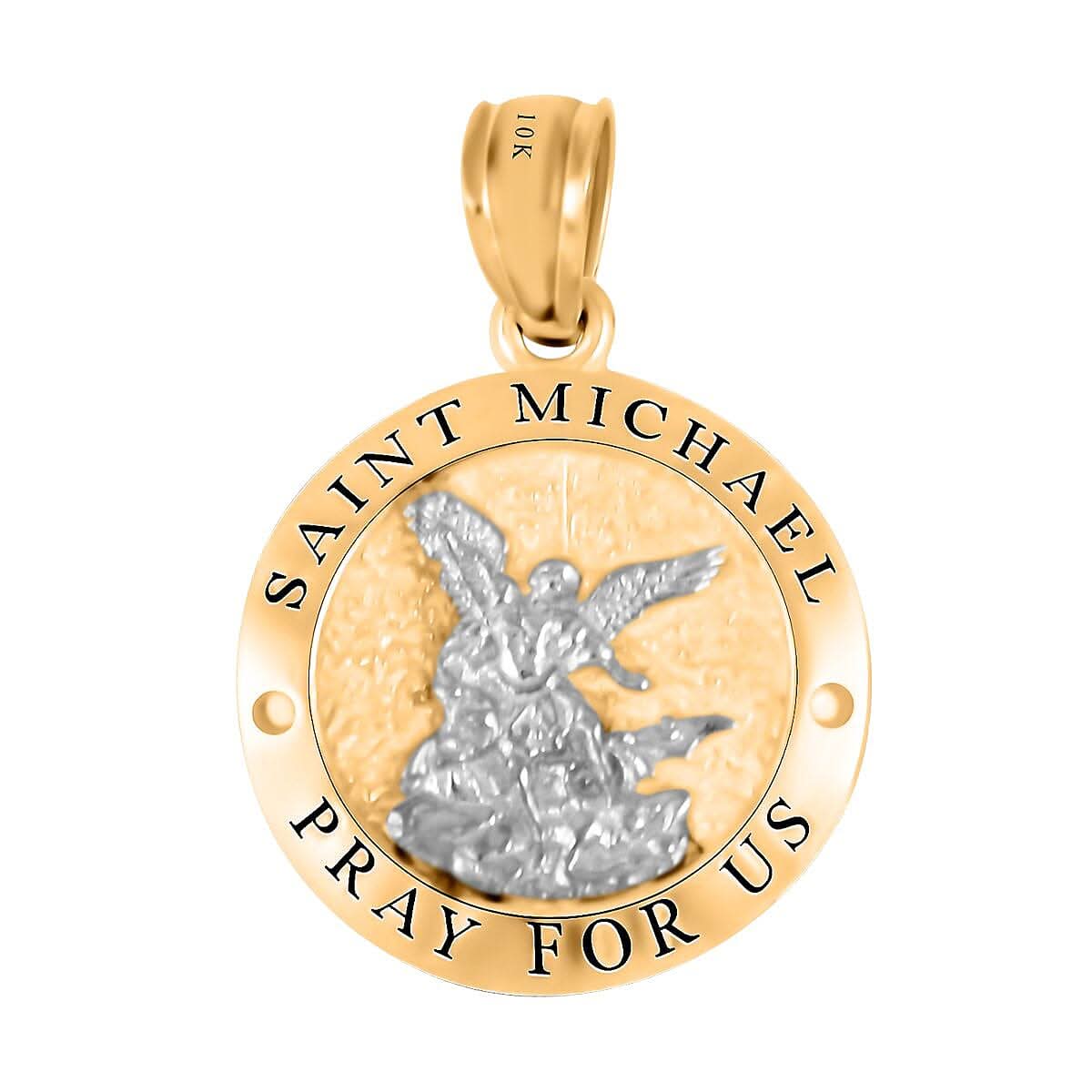 10K Yellow Gold Polish and Satin Medallion Pendant 1.1 Grams