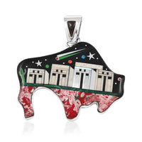 Santa Fe Style Multi Gemstone Old Pueblo Night Sky Stars Saturn Pendant in Sterling Silver 30.50 ctw