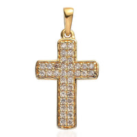 Karis Simulated Champagne Diamond Cross Pendant in 18K Yellow Gold Plated 1.00 ctw