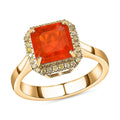 Luxoro 14K Yellow Gold AAA Crimson Fire Opal and I3 Natural Yellow Diamond Halo Ring 4 Grams 2.00 ctw (Del. in 5-7 Days) - Sticky add to cart bar