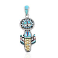 Santa Fe Style Multi Gemstone Saguaro Cactus and Oval Vibrant Pendant in Sterling Silver 27.45 ctw - Sticky add to cart bar