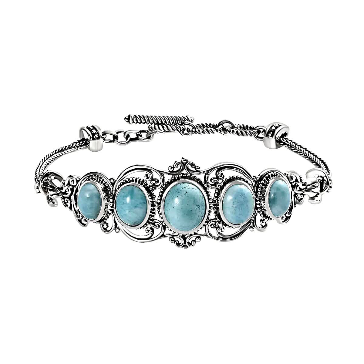 Larimar Bracelet in Sterling Silver (7.25 In) 15.60 ctw