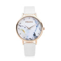 STRADA Austrian Crystal Japanese Movement Stone Pattern Dial Watch With White Faux Leather Strap - Sticky add to cart bar