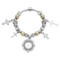 STRADA Austrian Crystal Japanese Movement Cross Charms Bracelet Watch in Silvertone - Sticky add to cart bar