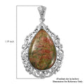 African Malachite Solitaire Pendant in Platinum Over Copper 36.80 ctw - Sticky add to cart bar