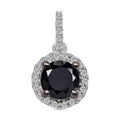 Black Diamond and Diamond Halo Pendant in Platinum Over Sterling Silver 2.00 ctw - Sticky add to cart bar