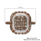Natural Champagne and White Diamond Ring in Vermeil Rose Gold Over Sterling Silver 1.00 ctw