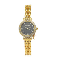 STRADA Austrian Crystal Japanese Movement Blue Dial Watch with Cross Charm in Silvertone Strap