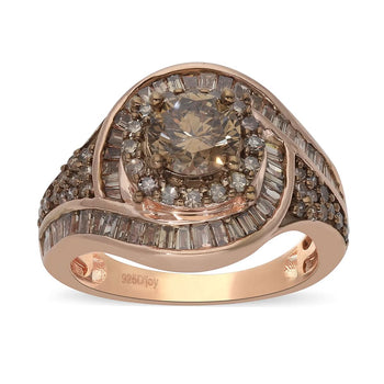 Natural Champagne Diamond Ring in Vermeil RG Over Sterling Silver 2.00 ctw - Product card gallery slide 1 (9431354933503)