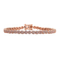Luxoro 10K Rose Gold I3 Natural Pink Diamond Floral Tennis Bracelet (7.25 In) 9 Grams 2.00 ctw - Sticky add to cart bar