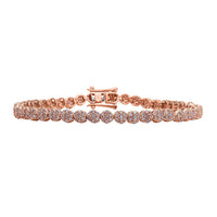 Luxoro 10K Rose Gold I3 Natural Pink Diamond Floral Tennis Bracelet (7.25 In) 9 Grams 2.00 ctw