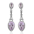 Rose De France Amethyst Dangling Earrings in Platinum Over Sterling Silver 2.65 ctw - Sticky add to cart bar