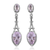 Rose De France Amethyst Dangling Earrings in Platinum Over Sterling Silver 2.65 ctw