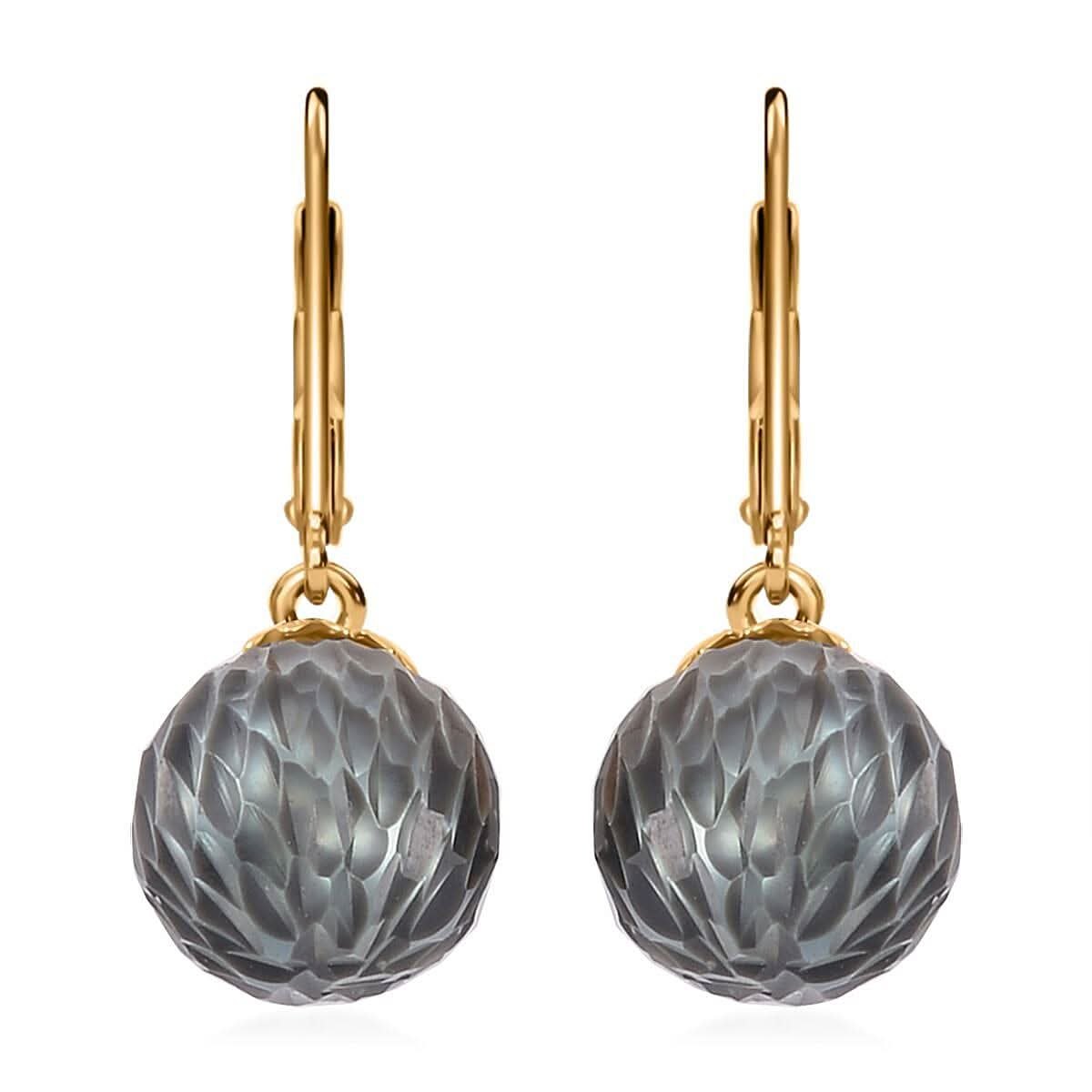 Tahitian Cultured Pearl 9-10mm Lever Back Earrings in Vermeil Yellow Gold Over Sterling Silver