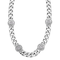 White Austrian Crystal Necklace 20 Inches in Silvertone