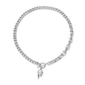 White Glass Necklace 20 Inches in Silvertone - Sticky add to cart bar