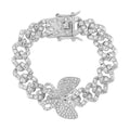 Austrian Crystal Spinner Butterfly Bracelet in Silvertone (6.50 In) - Sticky add to cart bar