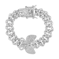 Austrian Crystal Spinner Butterfly Bracelet in Silvertone (6.50 In)