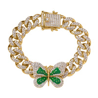 Austrian Crystal, Enameled Butterfly Bracelet in Silvertone (6.50 In)