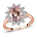 Luxoro 10K Rose Gold AAA Pink Morganite and Moissanite Sunburst Ring 2.15 ctw - Sticky add to cart bar