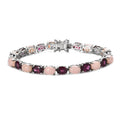 Premium Peruvian Pink Opal and Orissa Rhodolite Garnet Tennis Bracelet in Platinum Over Sterling Silver (6.50 In) 17.65 ctw (Del. in 7-10 Days) - Sticky add to cart bar