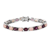 Premium Peruvian Pink Opal and Orissa Rhodolite Garnet Tennis Bracelet in Platinum Over Sterling Silver (6.50 In) 17.65 ctw (Del. in 7-10 Days)