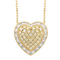 Natural Yellow and White Diamond I3 Heart Necklace 18 Inches in 14K Yellow Gold Over Sterling Silver 0.50 ctw - Sticky add to cart bar