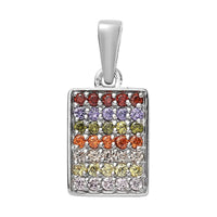 Karis Simulated Multi Color Diamond Cluster Pendant in Platinum Bond 0.85 ctw