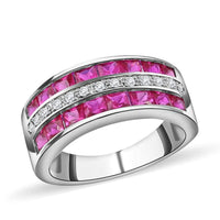 Lab Created Ruby and Simulated Diamond Ring in Sterling Silver 1.60 ctw