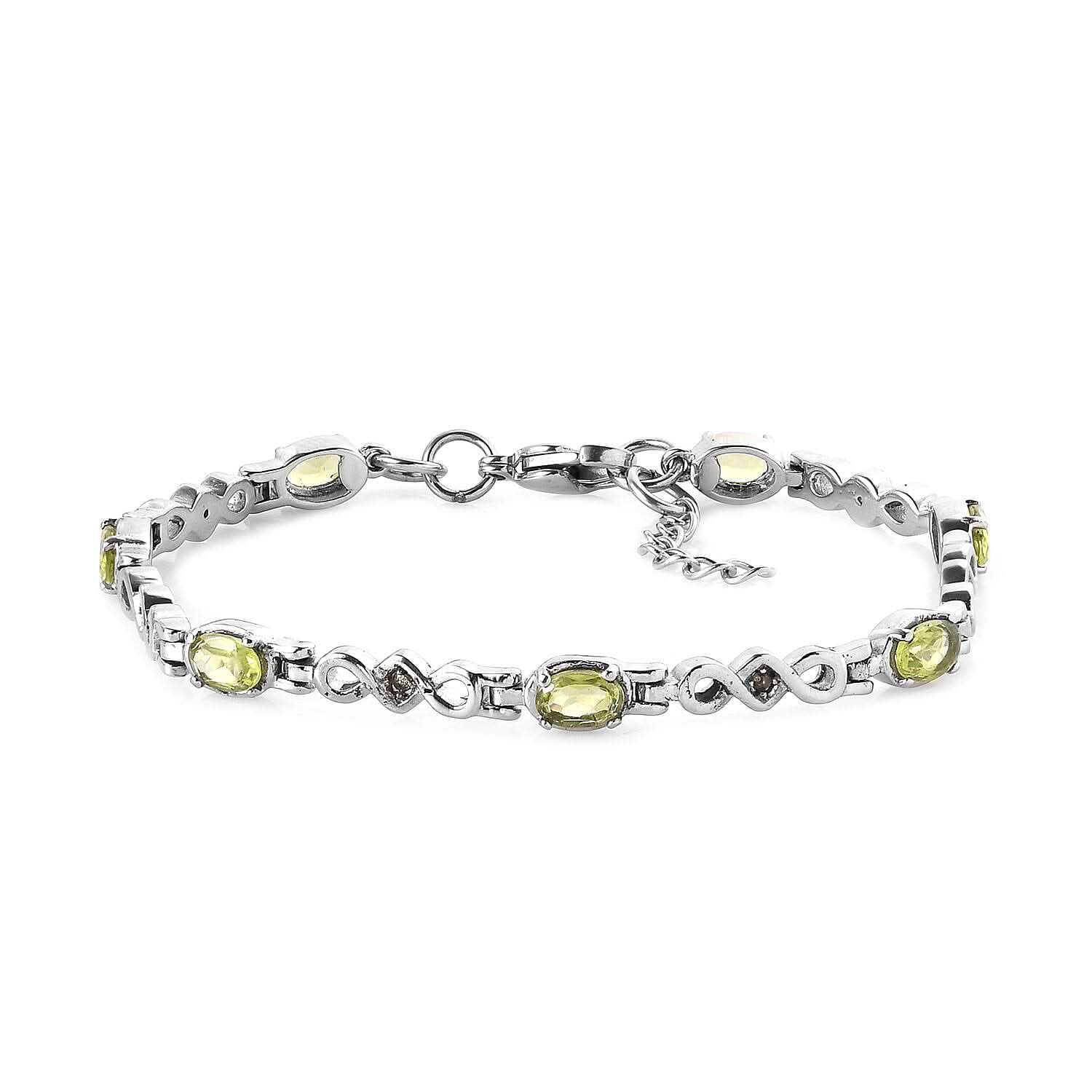 Peridot Bracelet in Stainless Steel (7.25 In) 3.60 ctw