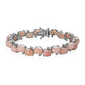 Premium Peruvian Pink Opal and White Zircon Bracelet in Platinum Over Sterling Silver (6.50 In) 24.15 ctw (Del. in 7-10 Days) image number 0 Premium Peruvian Pink Opal and White Zircon Brac - Sticky add to cart bar