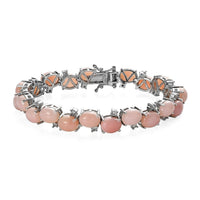 Premium Peruvian Pink Opal and White Zircon Bracelet in Platinum Over Sterling Silver (6.50 In) 24.15 ctw (Del. in 7-10 Days) image number 0 Premium Peruvian Pink Opal and White Zircon Brac