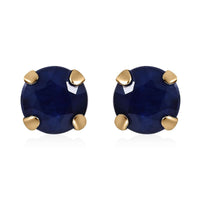 Luxoro 10K Yellow Gold Premium Madagascar Blue Sapphire (DF) Stud Earrings 1.35 ctw