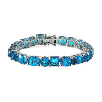 Caribbean Quartz (Triplet) Tennis Bracelet in Platinum Over Sterling Silver (6.50 In) 40.65 ctw (Del. in 5-7 Days)