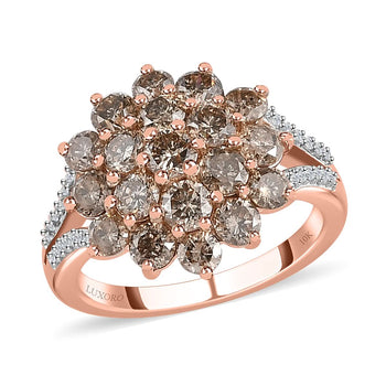 LUXORO 10K Yellow Gold Natural Champagne Diamond and Diamond Cluster Ring (Size 10.0) 3.20 Grams 2.00 ctw - Product card gallery slide 1 (9431491674367)