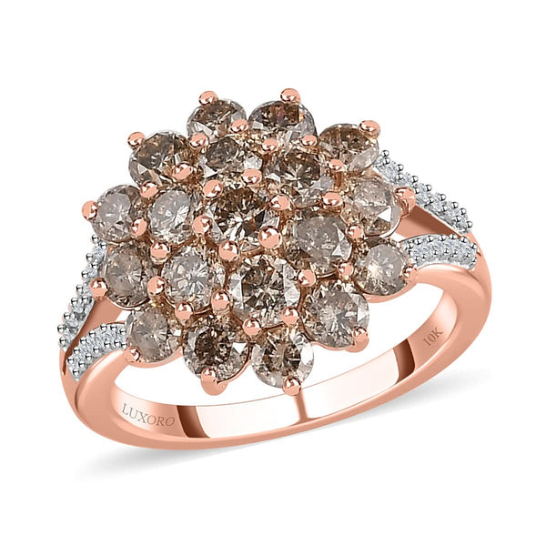 LUXORO 10K Yellow Gold Natural Champagne Diamond and Diamond Cluster Ring (Size 10.0) 3.20 Grams 2.00 ctw - Product card gallery slide 1 (9431491674367)