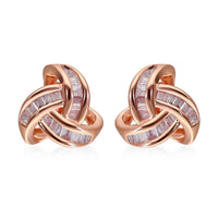 Natural Pink Diamond I3 Love Knot Stud Earrings in Vermeil Rose Gold Over Sterling Silver 0.25 ctw