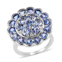 Tanzanite and Natural White Zircon Spinner Ring in Platinum Over Sterling Silver (Size 10.0) 7 Grams 4.50 ctw