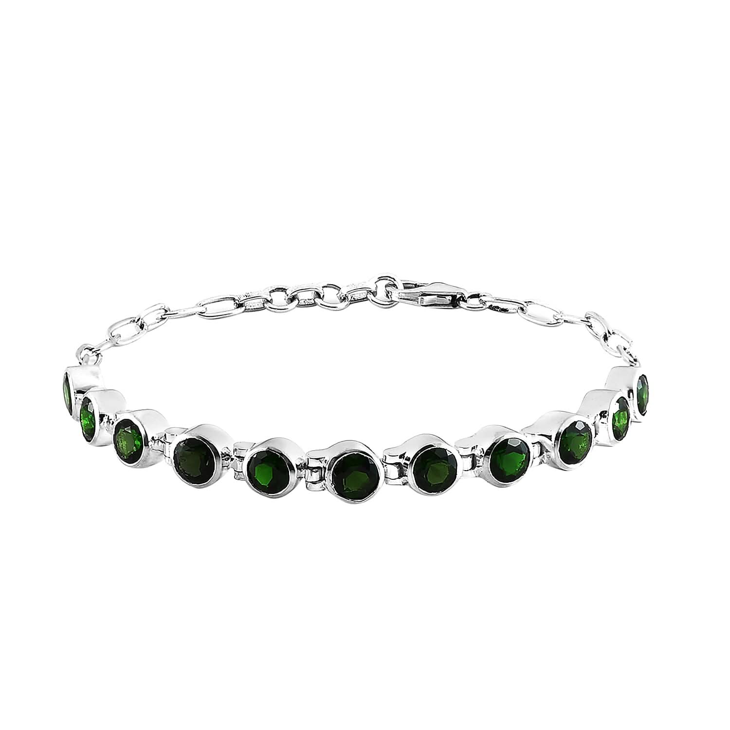 Natural Chrome Diopside Fancy Bracelet in Sterling Silver (7.25 In) 9.30 Grams 5.85 ctw