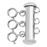 Rhodium Over Sterling Silver 3 Row Magnetic Lock with 3pcs 5mm Spring Lock (1.90 g)