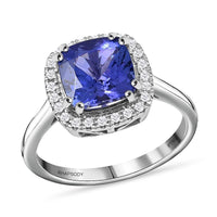 Certified and Appraised RHAPSODY 950 Platinum AAAA Tanzanite and E-F VS Diamond Halo Ring 5.65 Grams 3.25 ctw