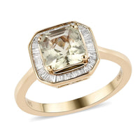 LUXORO 14K Yellow Gold AAA Turkizite and Diamond G-H I3 Halo Ring (Size 10.0) 3 Grams 1.90 ctw