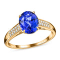 Luxoro 14K Yellow Gold AAA Tanzanite and G-H I2 Diamond Ring (Size 10.0) 3.15 Grams 3.00 ctw - Sticky add to cart bar