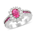 Lab Created Ruby and Simulated Diamond Ring in Sterling Silver 2.85 ctw - Sticky add to cart bar
