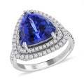 Certified & Appraised Rhapsody 950 Platinum AAAA Tanzanite and E-F VS Diamond Double Halo Ring 8 Grams 5.00 ctw - Sticky add to cart bar