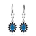 Malgache Neon Apatite and Kanchanaburi Blue Sapphire Sunburst Earrings in Platinum Over Sterling Silver 1.50 ctw - Sticky add to cart bar