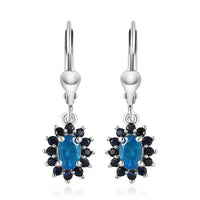 Malgache Neon Apatite and Kanchanaburi Blue Sapphire Sunburst Earrings in Platinum Over Sterling Silver 1.50 ctw