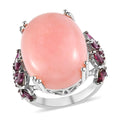 Premium Peruvian Pink Opal and Orissa Rhodolite Garnet Ring in Platinum Over Sterling Silver 13.75 ctw - Sticky add to cart bar