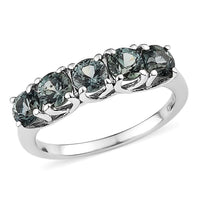 Australian Sapphire 5 Stone Ring in Platinum Over Sterling Silver 1.65 ctw