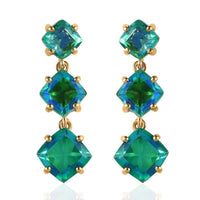 Peacock Quartz (Triplet) Dangle Earrings in Vermeil Yellow Gold Over Sterling Silver 10.65 ctw